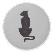 Zwarte kat Silhouette grijze keramische knop (Voorkant)