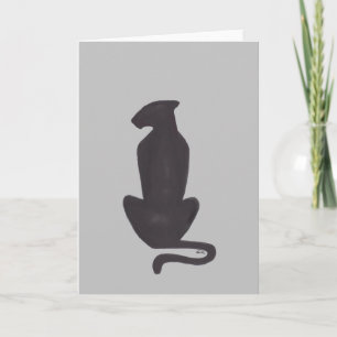 Zwarte kat Silhouette grijze wenskaart Kaart