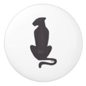 Zwarte kat Silhouette keramische knop (Voorkant)