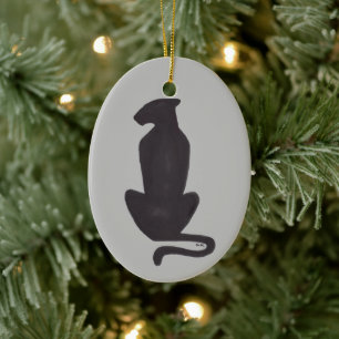 Zwarte kat Silhouette keramische versiering met tw Keramisch Ornament