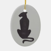 Zwarte kat Silhouette keramische versiering met tw Keramisch Ornament (Voorkant)