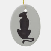Zwarte kat Silhouette keramische versiering met tw Keramisch Ornament (Achterkant)