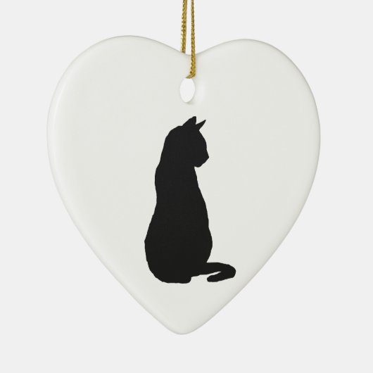 Zwarte kat Silhouette kerstkunst Keramisch Ornament (Rechts)