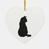 Zwarte kat Silhouette kerstkunst Keramisch Ornament (Voorkant)