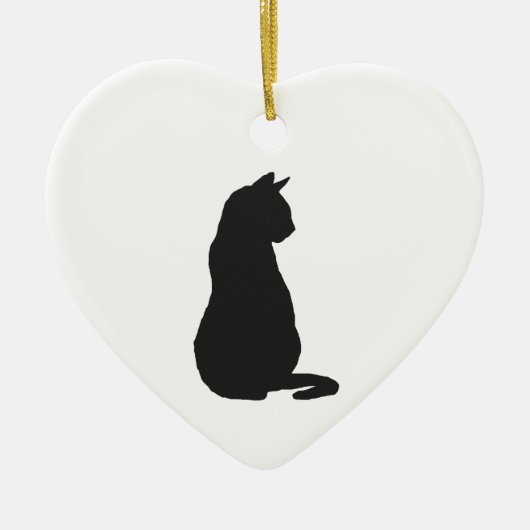 Zwarte kat Silhouette kerstkunst Keramisch Ornament (Voorkant)