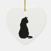 Zwarte kat Silhouette kerstkunst Keramisch Ornament (Achterkant)
