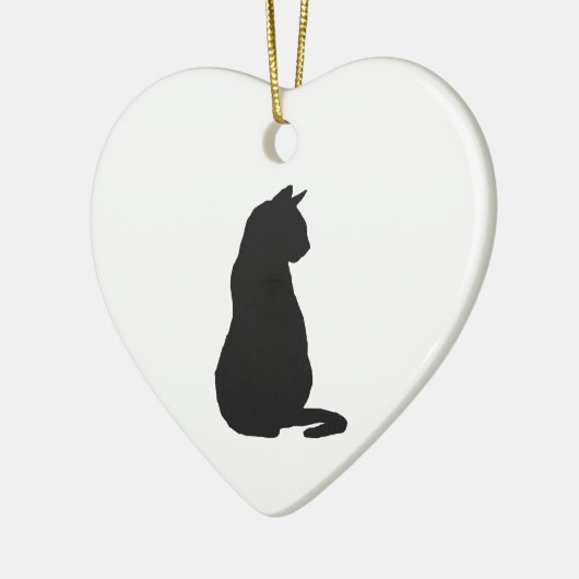 Zwarte kat Silhouette kerstkunst Keramisch Ornament (Links)