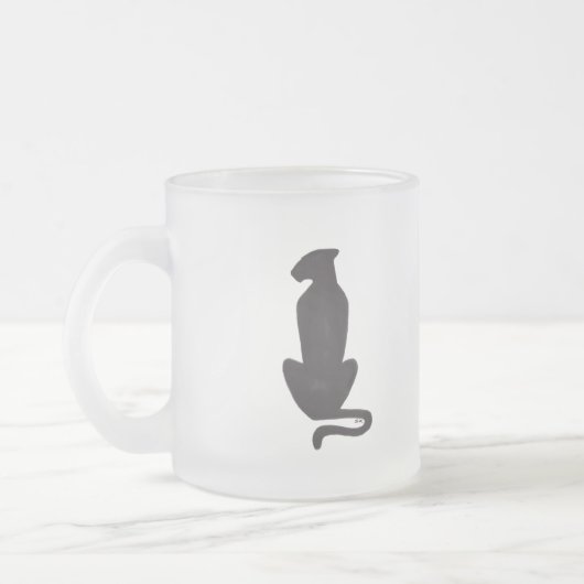 Zwarte kat Silhouette matglazen mok (Links)