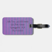 Zwarte kat Silhouette op Paarse strepen Bagagelabel (Achterkant horizontaal)