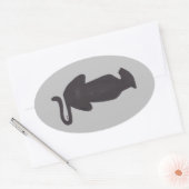 Zwarte kat Silhouette oval sticker (Envelop)