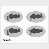 Zwarte kat Silhouette oval sticker (Vel)