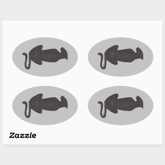 Zwarte kat Silhouette oval sticker (Vel)