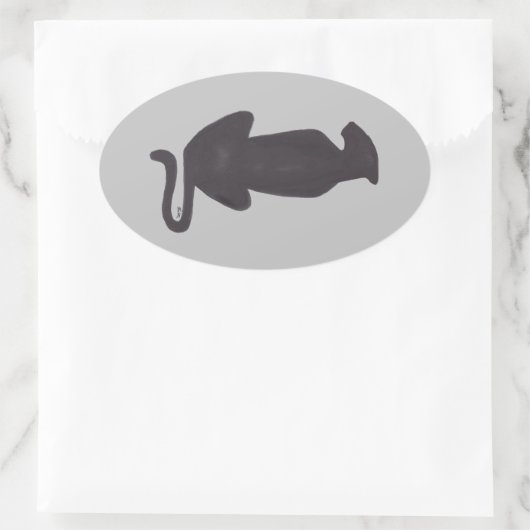 Zwarte kat Silhouette oval sticker (Tas)