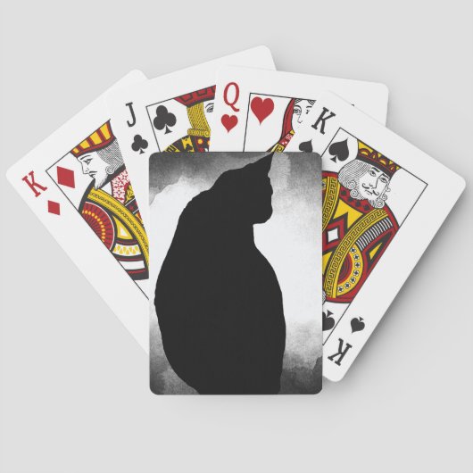 Zwarte kat Silhouette Pokerkaarten (Achterkant)