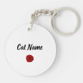 Zwarte Kat Silhouette Rode Roos NAAM Leuke Pet Lov Sleutelhanger (Achterkant)