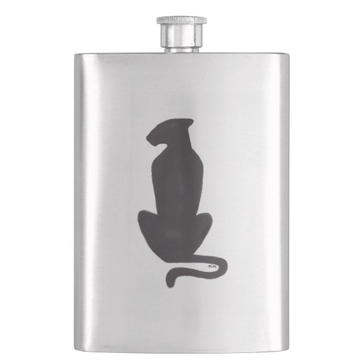 Zwarte Kat Silhouette roestvrijstalen kolf Flacon (Voorkant)