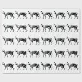 Zwarte kat Silhouette Skeleton Wrapping Paper Cadeaupapier (Vlak)