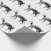 Zwarte kat Silhouette Skeleton Wrapping Paper Cadeaupapier (Hoek)