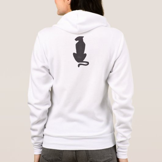 Zwarte Kat Silhouette vrouwen witte Bella zip hood Hoodie (Achterkant)
