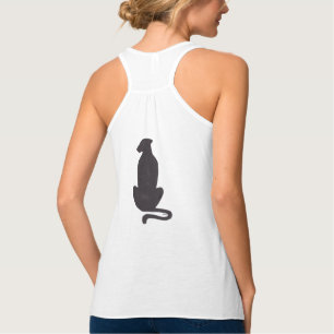 Zwarte kat Silhouette vrouwen witte racer tank top