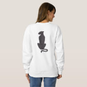 Zwarte kat Silhouette vrouwen witte sweatshirt ach (Achterkant volledig)
