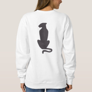 Zwarte kat Silhouette vrouwen witte sweatshirt ach