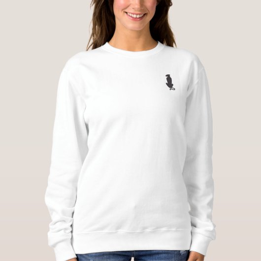 Zwarte Kat Silhouette vrouwen witte sweatshirt zak (Voorkant)