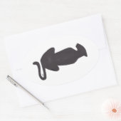 Zwarte kat Silhouette witte ovale sticker (Envelop)