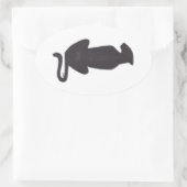 Zwarte kat Silhouette witte ovale sticker (Tas)