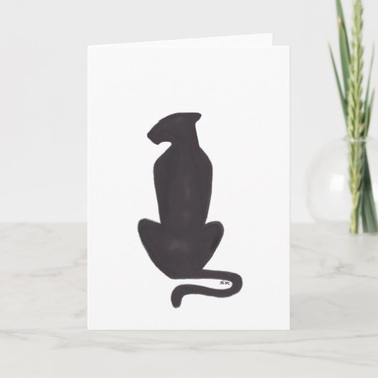 Zwarte kat Silhouette witte wenskaart Kaart (Voorkant)