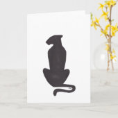 Zwarte kat Silhouette witte wenskaart Kaart (Gele Bloem)