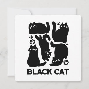 Zwarte Kat Silhouetten - Mooie Katten Ontwerp Feestdagenkaart