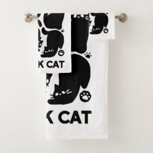 Zwarte kat silhouetten - Schattige katachtige ontw Bad Handdoek