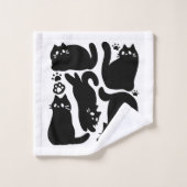 Zwarte kat silhouetten - Schattige katachtige ontw Bad Handdoek (Wasdoekje)