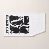 Zwarte kat silhouetten - Schattige katachtige ontw Bad Handdoek (Handdoek)