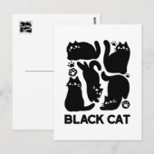 Zwarte kat silhouetten - Schattige katachtige ontw Briefkaart (Voorkant / Achterkant)