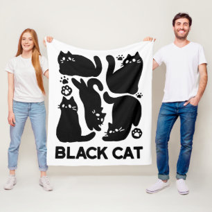 Zwarte kat silhouetten - Schattige katachtige ontw Fleece Deken