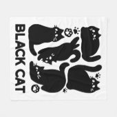 Zwarte kat silhouetten - Schattige katachtige ontw Fleece Deken (Voorkant (Horizontaal))