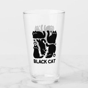 Zwarte kat silhouetten - Schattige katachtige ontw Glas