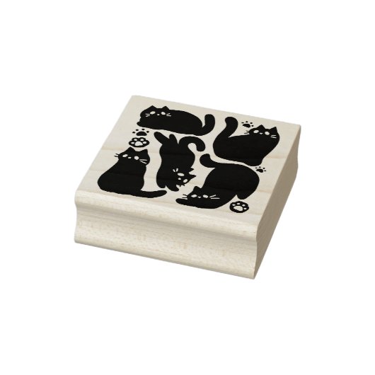 Zwarte kat silhouetten - Schattige katachtige ontw Rubberstempel (Stempel)