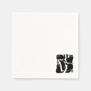 Zwarte kat silhouetten - Schattige katachtige ontw Servet