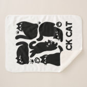 Zwarte kat silhouetten - Schattige katachtige ontw Sherpa Deken (Voorkant (horizontaal))