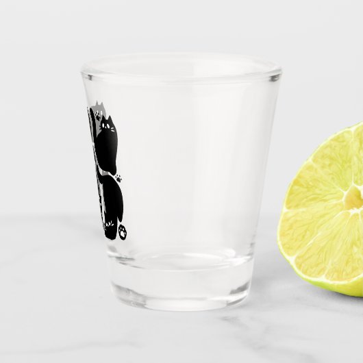 Zwarte kat silhouetten - Schattige katachtige ontw Shot Glas