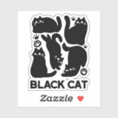 Zwarte kat silhouetten - Schattige katachtige ontw Sticker (Vel)