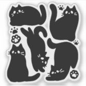 Zwarte kat silhouetten - Schattige katachtige ontw Sticker (Voorkant)