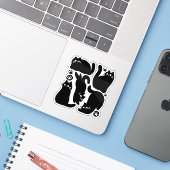 Zwarte kat silhouetten - Schattige katachtige ontw Sticker (Laptop met iPhone)