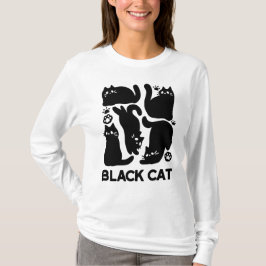 Zwarte kat silhouetten - Schattige katachtige ontw T-shirt