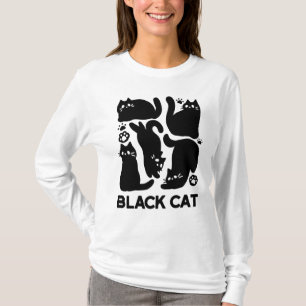 Zwarte kat silhouetten - Schattige katachtige ontw T-shirt