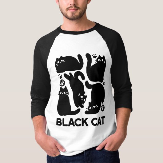 Zwarte kat silhouetten - Schattige katachtige ontw T-shirt (Voorkant)