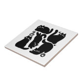 Zwarte kat silhouetten - Schattige katachtige ontw Tegeltje (Zijkant)